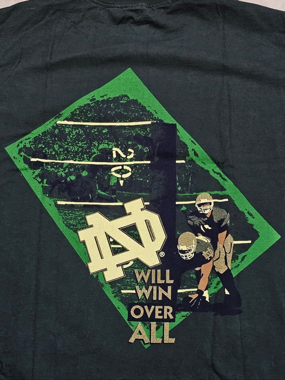Vtg 1996 Notre Dame Football T-Shirt Champion XL Will Win Over All Irish Green - Picture 6 of 6